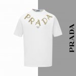款号#Z76 普拉达麻绳项链铁标刺绣圆领短袖 prada官网一致款式 面料 32支双纱280克纯棉面料 同缸同色织染螺纹 颜色一致 工艺 进口机器万针饱满刺绣经
