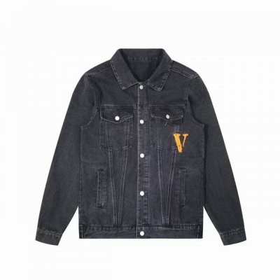 Vlone 破坏大Vlogo印花渐变水洗做旧宽松牛仔外套 黑色码全 蓝色剩S M Vlone高品质刺绣牛仔外套 超高性价比 随意对比 全棉牛仔布 面料非常厚实
