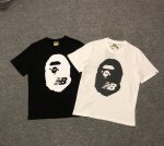 001063款New Balance X Bape 联名款 美式复古Logo印花圆领短袖T恤 男女同款 码数Smlxlxxl 黑色白色
