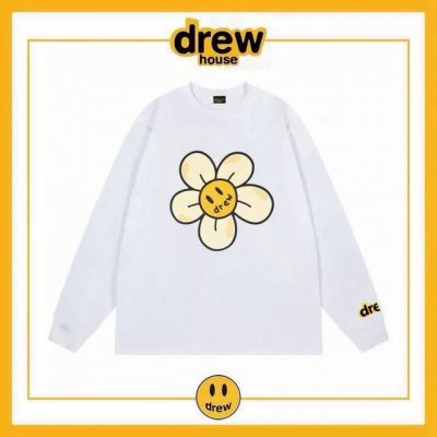 配赠原版硅胶钥匙扣 Drew House 笑脸雏菊 美式潮牌贾斯汀比伯同款宽松高街纯棉长袖T恤 男女同款 Size：S-Xl Color：黑色、白色 Numbe