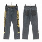 8082 日本限定 Drew House笑脸贾斯丁比伯同款黑蓝拼接刺绣字母牛仔裤直筒裤裤子阔腿裤 drew笑脸黑蓝拼接刺绣高阶风牛仔裤 复古黑蓝牛仔上加了些满印