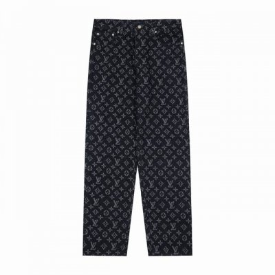 上新： 款号：B904 Louis Vuitton 路易威登Lv满印提花情侣款牛仔直筒阔腿长裤 1面料采用定制原版牛仔布料，布面纹理清晰 质地柔软不是挺括 耐磨