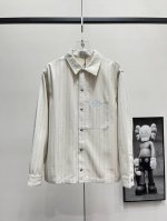 本地自取460 dior丨迪奥 25Ss 条纹牛仔套装外套 25Ss新款夏季男装系列 条纹字母Logo印花单排扣长袖衬衫式夹克外套！ size:46-52 #D