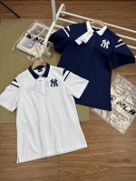 Mlb洋基队刺绣学院运动Polo衫T恤 刺绣标T恤休闲短袖潮25夏季新款 官网同步上线 原包装袋 螺纹均单独定制，细节在线。 面料采用40支细砂珠地网眼 透气吸
