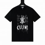 款号Y785 celine赛琳涂鸦手绘字母Logo印花短袖T恤男女情侣同款 高品质280克 活性面料 同缸染面料 手感非常舒服 春夏最新砖柜同步 时尚又个性 超