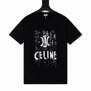 款号Y785 celine赛琳涂鸦手绘字母Logo印花短袖T恤男女情侣同款 高品质280克 活性面料 同缸染面料 手感非常舒服 春夏最新砖柜同步 时尚又个性 超