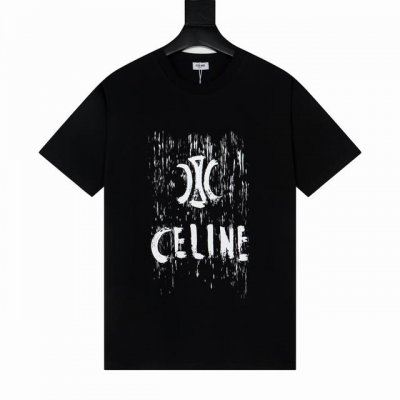 款号Y785 celine赛琳涂鸦手绘字母Logo印花短袖T恤男女情侣同款 高品质280克 活性面料 同缸染面料 手感非常舒服 春夏最新砖柜同步 时尚又个性 超