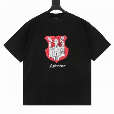 Balenciga 巴黎世家 反面穿城堡印花破洞短袖T恤 高品质 最新反穿潮流视觉 纯棉柔软面料， 对色定染面料，标准的印花磨破技术， 采用进口印花工艺，潮流感