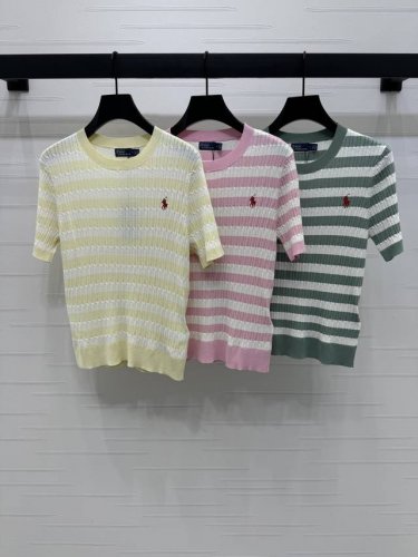 上新原单高端品质 Ralph Lauren pol* 2025春夏最新系列 撞色条纹针织短袖 定制羊毛针织材质 通体竖坑条钩针交织撞色条纹清爽夏日配色上身巨显白