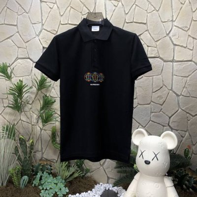 panda版本 供货 #代购级 巴宝莉 Burberry博柏利 球形图案刺绣网眼布短袖polo衫 男款 黑色 巴宝莉 2025Ss夏季新款字母Logo翻领pol
