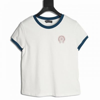 chrome Hearts 克罗心 25Ss 拼色女款短袖T恤 定织 克纯棉面料 带拉架螺纹 比原版克罗心更耐穿 领子和肩膀都采用锁链车包光工艺 胸前口袋和背后