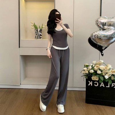 套装 尺码 S一Xxl 颜色 炭灰色 面料 高品质莫代尔1*1随心裁 成份 92%人棉 8%氨纶
