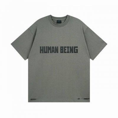 Balenciaga 巴黎世家2025 Ss 正面以Human Being艺术鬼裂印花做旧磨烂短袖T恤. 本市场No.1的质量 真正天花板品质 全部原版开发注意