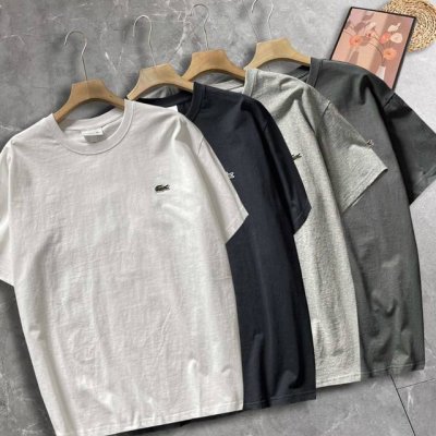 高品质 Lacoste法国鳄鱼男装经典基础款7色休闲纯棉舒适短袖正肩T恤 官网新款 胸前经典刺绣Logo 高品质货全棉220克洗水面料 ！柔软舒适！品质超好！基