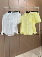 爆款现货 原单品质 Loe* 25春夏新品手工衬衫短裤套装 高端定制麻料 搭配松紧腰短裤 极简主义风法式优雅的慵懒风 休闲又时髦 立体剪裁版版型可甜可盐减龄少女