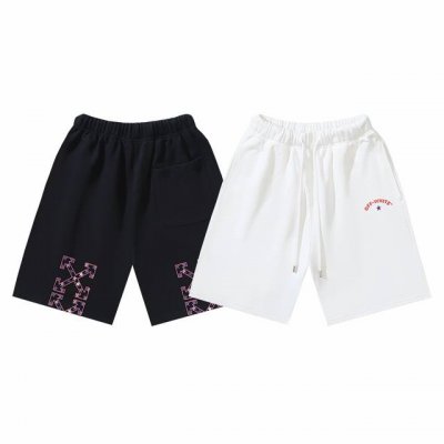1157# Off-White磨毛纯棉毛圈450G重磅五角星箭头印花短裤 黑色 白色 S M L Xl