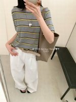 彩条圆领短袖