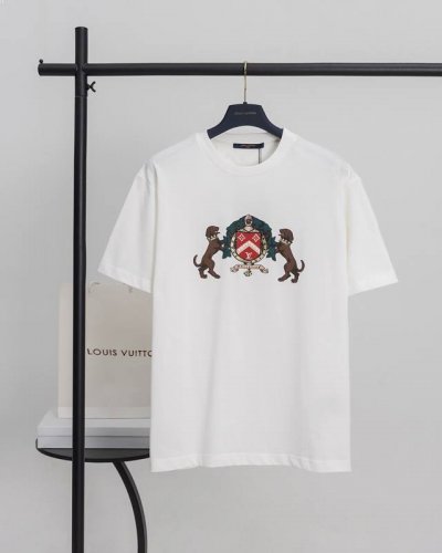 顶级版本.官网品质 Louis Vuitton*路易威登 Lv Ss25双狗遛狗徽标短袖T恤 采用原板独家定制260克32支双莎纯棉面料 质感非常柔软舒服 10
