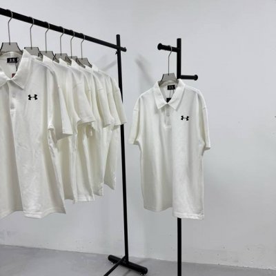 84# Under Armour 安德玛 经典印花小横标 重工艺小标 落肩款纯色polo衬衫领短袖 280克网眼珠地棉 -不上过多吹牛的文案 直接上图上细节 懂