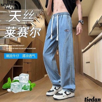 北面The North Face新款夏季新款 男女同款松紧腰百搭冰丝休闲水洗直筒薄款牛仔裤 男士牛仔休闲裤 线上900+ 天丝牛仔面料 太顶了 夏天可以穿的牛仔
