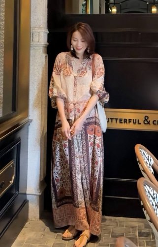 爆款来袭 高级复古轻奢中式撞色别致连衣裙配腰带，设计别致，自带法式复古韵味，同时兼具民族风元素，尽显优雅气质，适合多种场合穿着 Smlxl