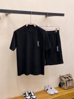 直 品牌 Ysl圣罗兰 2025新款男士短袖短裤套装！官网同步销售！市面高端版本！手感细腻柔软！让你穿着更加舒适！立体裁剪版型超赞！尺码:M-5Xl 下单请报身