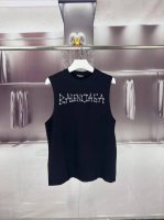 balg*巴黎世家 2025夏季数字周率火柴双B字母Logo印花 坎肩汗背心 运动健身 简约风 走秀款 圆领无袖T恤衫 宽松版型 男女同款 上身效果很赞 透气