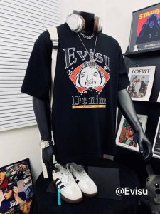 evisu 福神高版本佛头达摩印花男女休闲短袖T恤 不得不推荐一款非常受欢迎的硬货 280克双纱面料 有型 更有质感 夏季你需要这样一件超百搭的T恤看品质无敌