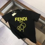 款号:F008 Fendi 芬迪 2025夏季新款圆领短袖T恤！ - 260G双纱纯棉顶级面料 手感柔软 百分百纯棉独家出货 定染硫化黑无尘处理面料 -面料：2