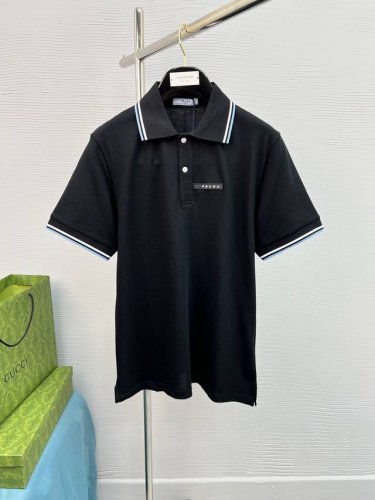 prada 普拉达、25Ss经典H刺绣短袖polo衫！100％棉双面珠地面料，拆解纱线分析，订织蜂窝四角网眼胚布，衣领为双系统提花定织扁机制成，有弹性，不变形，