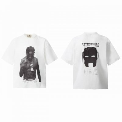 vt9117 Travis Scott斯科特Big Face人像演出周边限定搞怪印花复古水洗做旧短袖T恤 小领口设计 白墨数码直喷印花 高街复古重磅做旧水洗Vi
