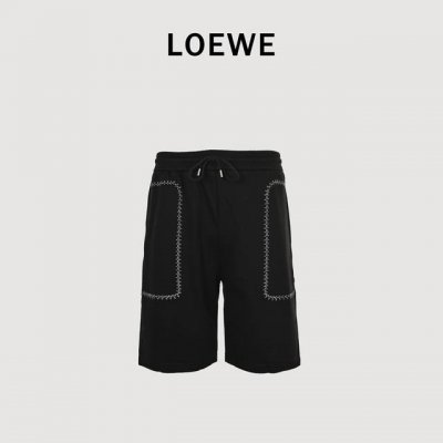 loewe 罗意威 人字曲线刺绣 短裤 面料采用380G纯棉毛圈面料 订染颜色后整蚀毛处理 对照原版做丝滑超柔处理 布面肌理股线清晰明显 垂感一级棒 做工精致都