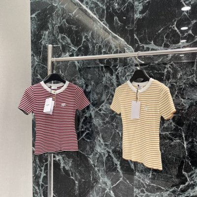 ce 25夏季新款 条纹针织短袖复古海军条纹甜妹减龄运动少女单品 立体刺绣凯旋门低调奢华 可甜可盐气质减龄少女风百搭不挑人 两个色Sml