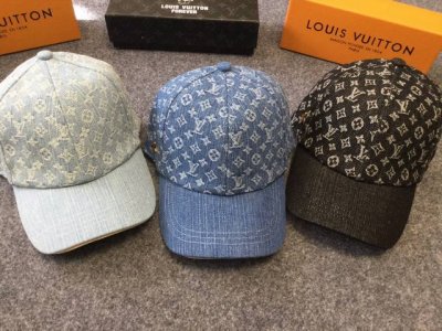lv新款经典提花面料牛仔硬顶侧绣章鸭舌帽
