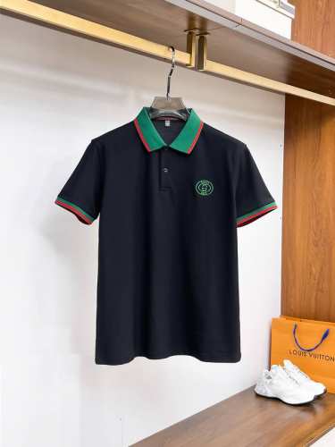 古奇 2025Ss夏季新款字母Logo男士翻领polo衫！经典商务男款，高端男装的天花板级别的商务男款！简约时尚大气不失优雅，单穿内搭体面过人，品质控 细节控的