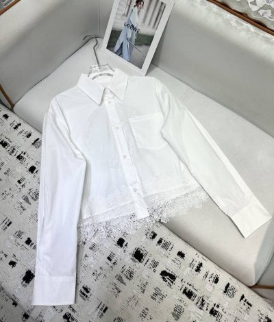 loewe * 25Ss新款衬衣 图案印花蕾丝装饰 时尚百搭 双色三码Sml