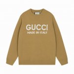 gucci古驰胸前字母Logo羊毛针织圆领毛衣 颜色 卡其 码数 S M L Xl Xxl