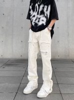 款号Xk2224-2 重工高品质 fog美式高街Vibe复古重工做旧水洗牛仔裤解构拼接设计直筒长裤 美式Oversize百搭版型 上身效果尽显潮流时尚 简直不要