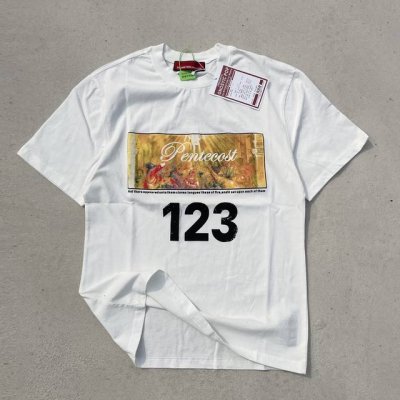 Rr02#Rrr123 复古洗水工艺男女高街潮牌Fog宽松圆领人物字母印花白色T恤夏Label尺码：1 M 2 L 3 Xl