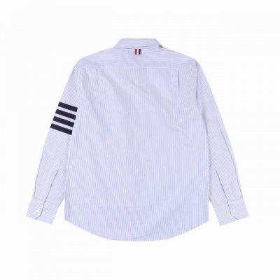 Thombrowne 汤姆布朗　条子牛津纺经典四条杠长袖衬衫 衣身为定制16S双纱牛津纺，纽扣采用珍贵的贝壳扣，成衣水洗微做皱处理做工难度在于织带，定织Tb三色