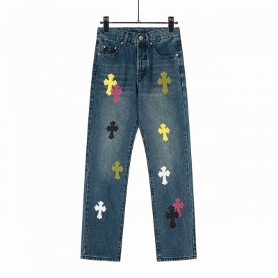 8156 Chrome Hearts 克罗心Ch Australia系列 限定彩色拼皮多色高街工装牛仔裤 真实还原Vintage极致质感 意产特种牛皮印花再切割