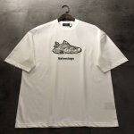 爆款推荐到货了 Balenciaga巴黎世家2025新款刺绣老爹鞋短袖T恤 原版面料高版本高品质 网红明星同款 32支双全精梳纯棉A类紧密纺 皮质激光切割刺绣设