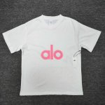 顶级版本Alo 2025Ss字母硅胶Logo字母简约短袖T恤 购入原版开发 进口浆料 随便水洗不会任何变形 保证不掉色不开裂 印花精细 采用260G精梳棉双纱面