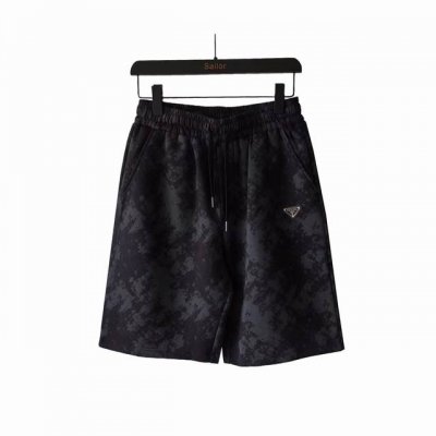 实拍细节图+尺码表 prada 普拉达 前后金属三角标Logo标识短裤 高品质纯棉 面料、特别手感、超级质感 舒适柔软透气 休闲宽松版型 潮流男女同款 短裤 颜