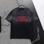 Gucci 古驰 新款洗水T恤.男士圆领经典Logo刺绣短袖T- Shirt 采用进口客供定制面料 高端的品质 尽显奢华。88673尺码：M-3Xl