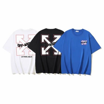 1130# Off-White纯棉260G重磅Ow箭头印花短袖T恤 黑色 白色 蓝色 S M L Xl