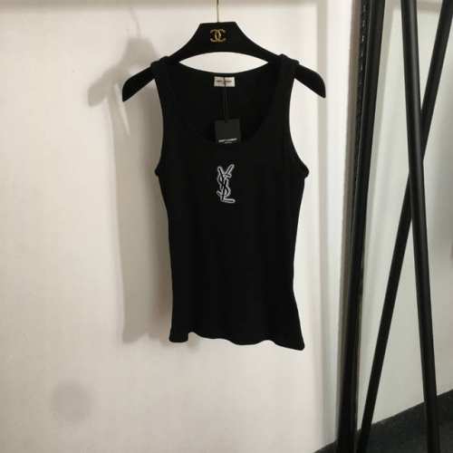 款号20252514 Ysl*新款 Logo印花弹力修身纯棉背心，米白色，灰色，黑色，Sml， M码；胸围74，长59