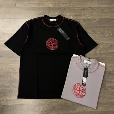 stone 石头岛 25Ss蛇年限定款重工红色大刺绣 Logo 情侣圆领短袖 T恤-原单版本 Color：灰色 黑色 Size：M L Xl Xxl Numbe