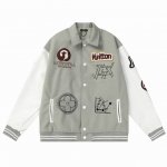 b35 Lv 恶魔之眼毛巾绣加几何平绣棒球服外套夹克 高克重面料手感细腻柔软 搭配荔枝纹皮革尽显高档 ，重工五金辅料 M L Xl Xxl