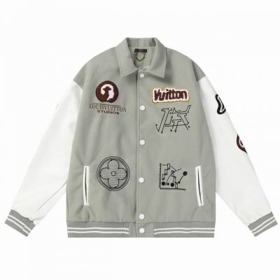 b35 Lv 恶魔之眼毛巾绣加几何平绣棒球服外套夹克 高克重面料手感细腻柔软 搭配荔枝纹皮革尽显高档 ，重工五金辅料 M L Xl Xxl